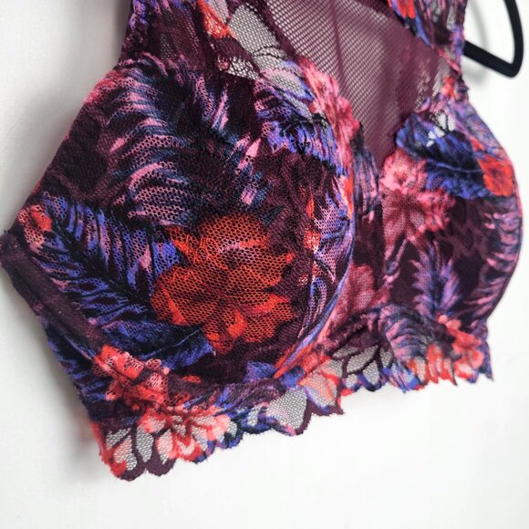 PINK Victoria’s Secret Very Sexy Floral Mesh Lace Bralette Size Medium - Picture 2 of 12